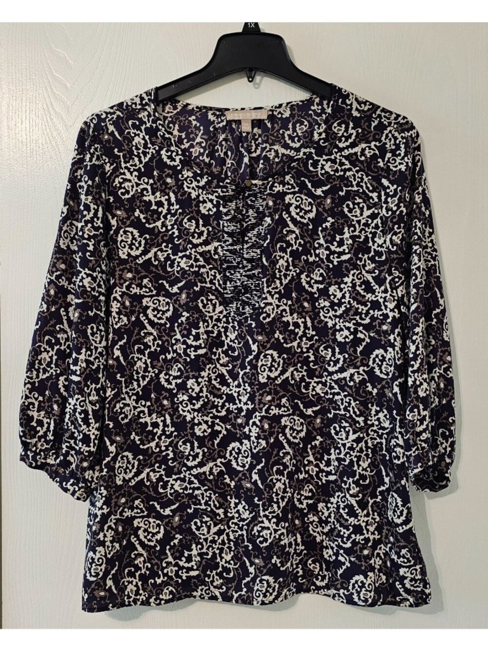 Banana Republic Womens Navy & White Floral Print Tunic Blouse XL Celestial Boho